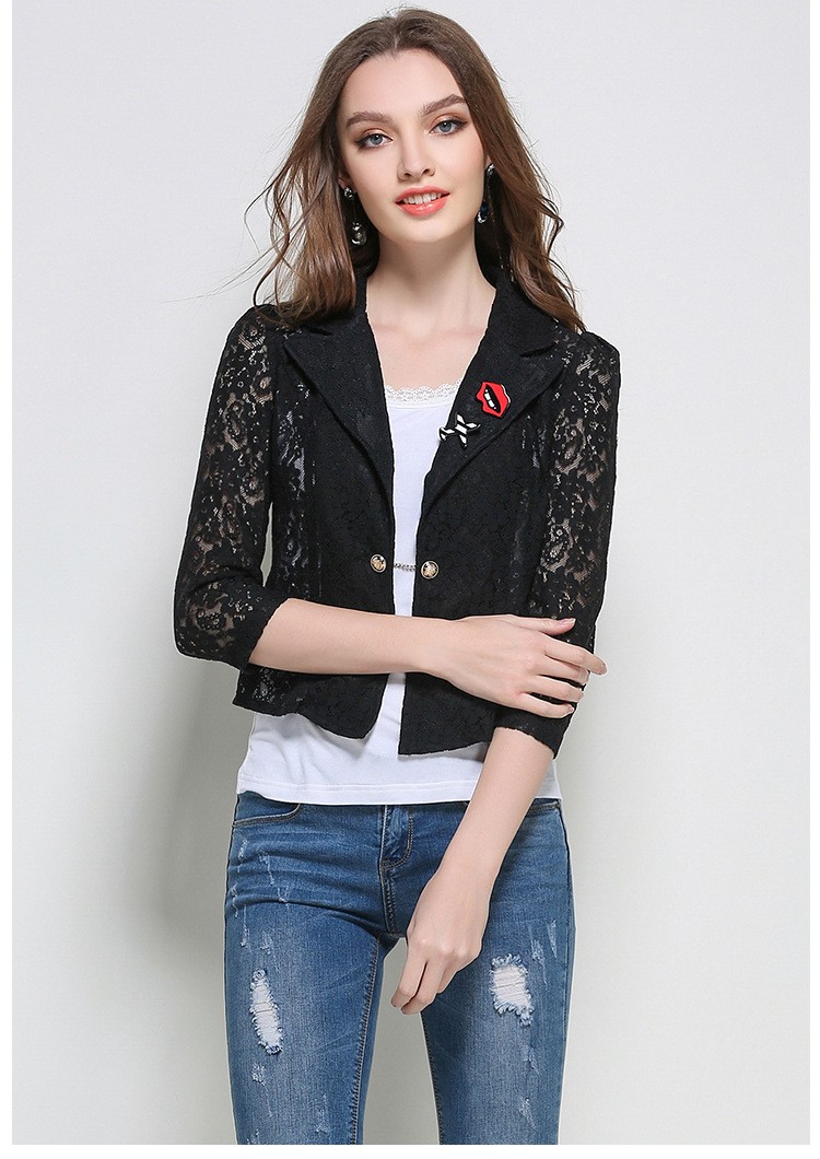 5XL-2017-Spring-Short-Lace-Jacket-For-Ladies-Turn-Down-Collar-Three-Quarter-Appliques-Casual-Women-B-32784693842