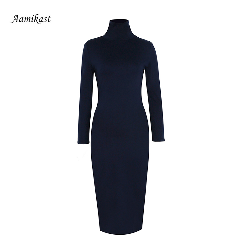 AAMIKAST-New-Fashion-Women-Elegant-Turtleneck-Full-Sleeve-Solid-Party-Stretch-Bodycon-Pencil-Sexy-Dr-1447812534