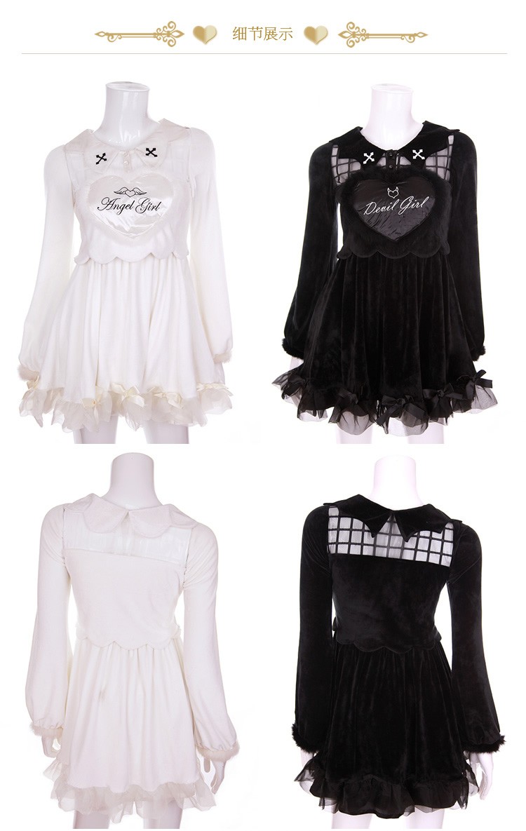 ANGEL-X-DEVIL-Unique-Design-Embroidery-Real-Rabbit-Fur-Heart-Long-Sleeve-Lolita-amp-Gothic-Dress-Whi-32567929977