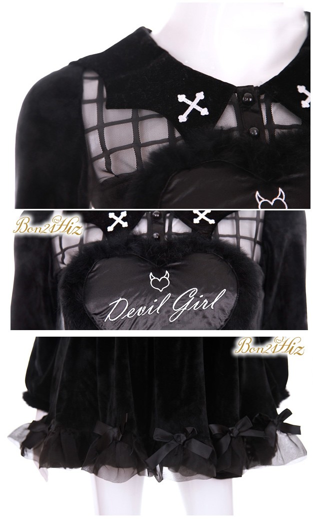 ANGEL-X-DEVIL-Unique-Design-Embroidery-Real-Rabbit-Fur-Heart-Long-Sleeve-Lolita-amp-Gothic-Dress-Whi-32567929977