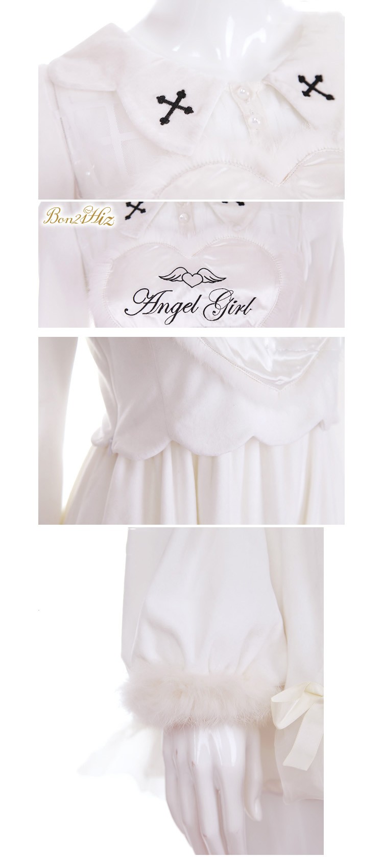 ANGEL-X-DEVIL-Unique-Design-Embroidery-Real-Rabbit-Fur-Heart-Long-Sleeve-Lolita-amp-Gothic-Dress-Whi-32567929977