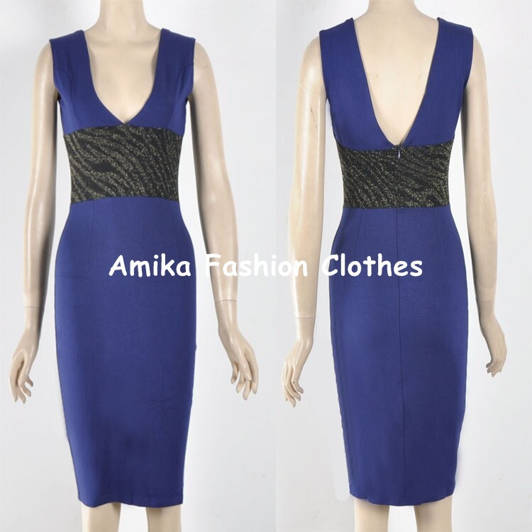 Aamikast-New-Fashion-Elegant-V-neck-Sleeveless-Knee-length-Patchwork-Pencil-Party-Women-Dresses-Free-1865713771