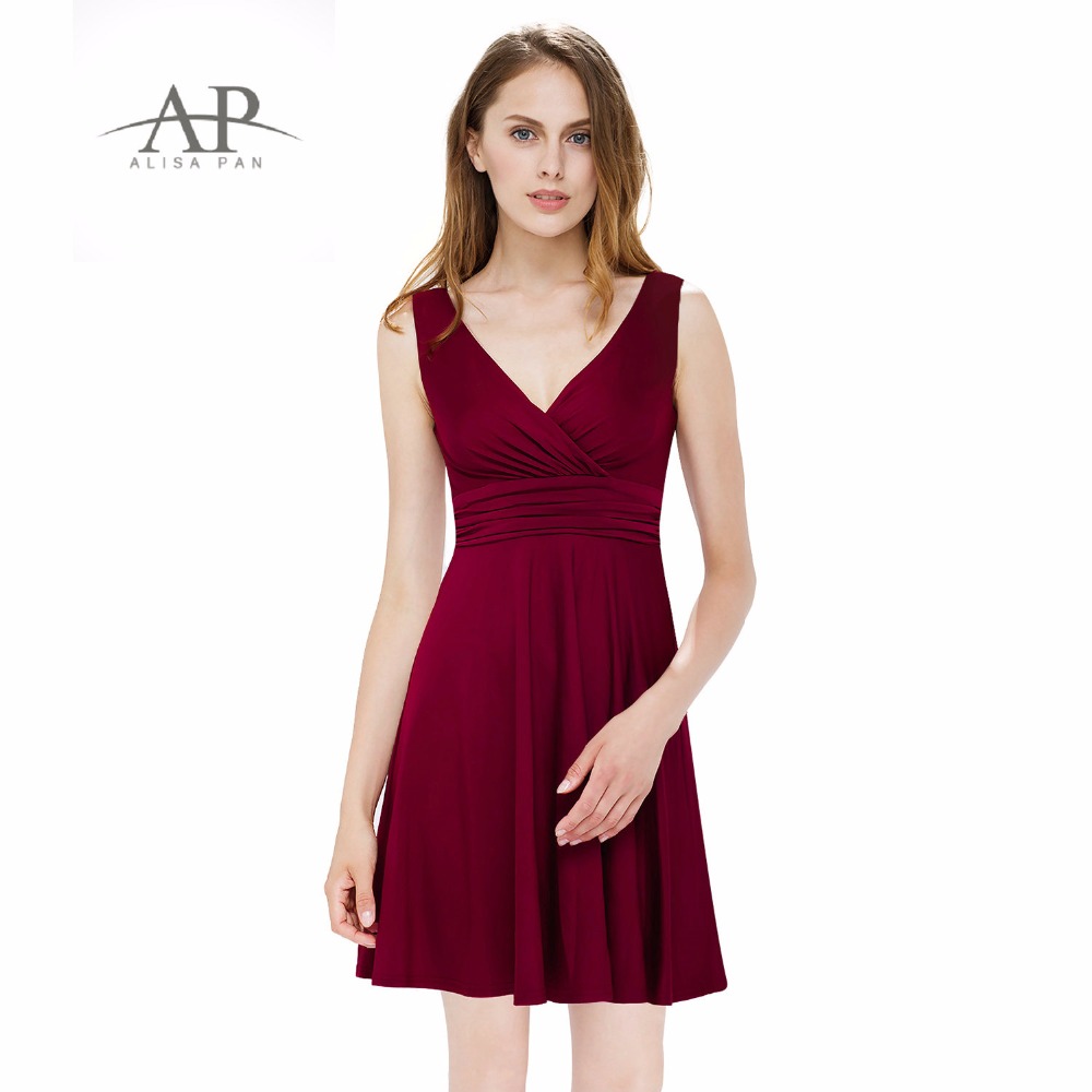 Alisa-Pan-Hot-Sale-Summer-Casual-Dress-V-neck-Sleeveless-A-line-Burgundy-Navy-Royal-Blue-Green-Black-32662191276