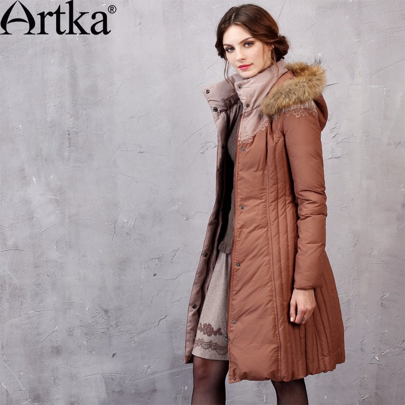 Artka-Women39s-2016-Winter-New-Fur-Hoodie-Duck-Down-Coat-Wind-Proof-Warm-Thick-Long-Down-Outerwear-Y-32756839376