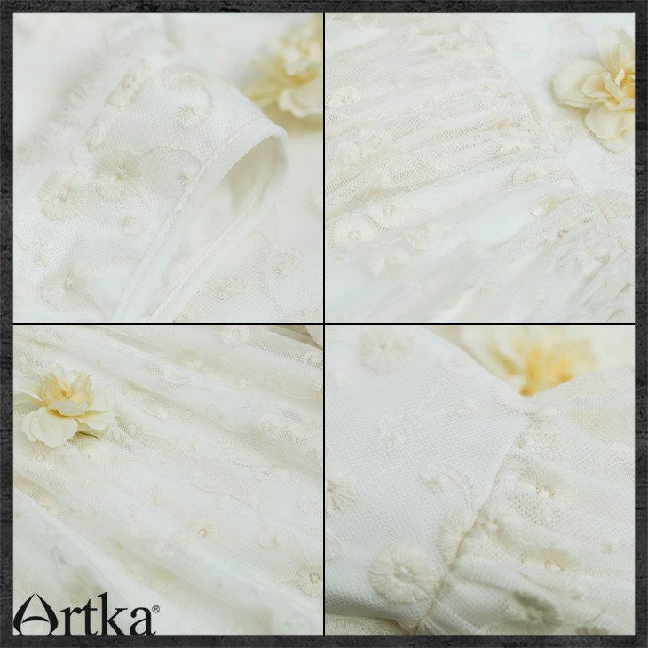 Artka-Women39s-Summer-Bohemian-Style-Solid-Color-Sleeveless-Dress-O-neck-Lace-Embroidery-Irregular-H-32430250844