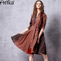 Artka-Women39s-Summer-New-Catalonia-Series-Printed-Embroidery-Dress-O-Neck-Short-Sleeve-Dropped-Wais-32667312800