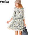 Artka-Women39s-Summer-New-Pastoral-Style-Printed-Dress-Stand-Collar-Lantern-Sleeve-Empire-Waist-Dres-32629778401