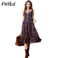 Artka-Women39s-Summer-New-Vintage-O-Neck-Short-Sleeve-Loose-Style-Knee-Length-Comfy-Fashion-Dress-LA-32694840913