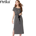 Artka-Women39s-Summer-New-Vintage-O-Neck-Short-Sleeve-Loose-Style-Knee-Length-Comfy-Fashion-Dress-LA-32694840913