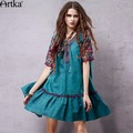 Artka-Women39s-Summer-New-Vintage-O-Neck-Short-Sleeve-Loose-Style-Knee-Length-Comfy-Fashion-Dress-LA-32694840913