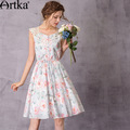 Artka-Women39s-Summer-New-Vintage-O-Neck-Short-Sleeve-Loose-Style-Knee-Length-Comfy-Fashion-Dress-LA-32694840913