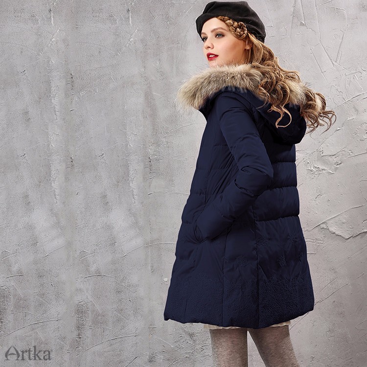 Artka-Women39s-Winter-New-2-Colors-Embroidery-Down-Coat-Vintage-Hoodie-Long-Sleeve-Casual-Warm-Outer-32732237019