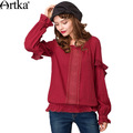 Artka-Women39s-Winter-Pointed-Hood-Rabbit-Fur-Plaid-Embroidery-Bow-Warm-Wadded-Outerwear-Long-A-line-1594443312