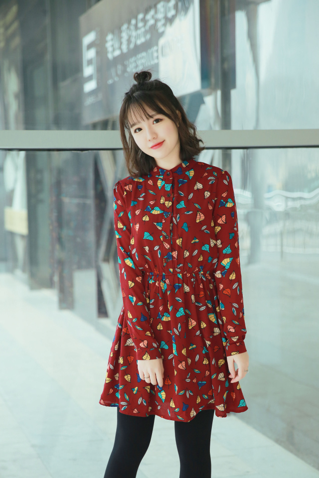 Asia-College-Fresh-Loose-Bohemian-Dress-Colorful-Leaf-Printting-Chiffon-Long-Sleeves-Bottoming-Dress-32722284445