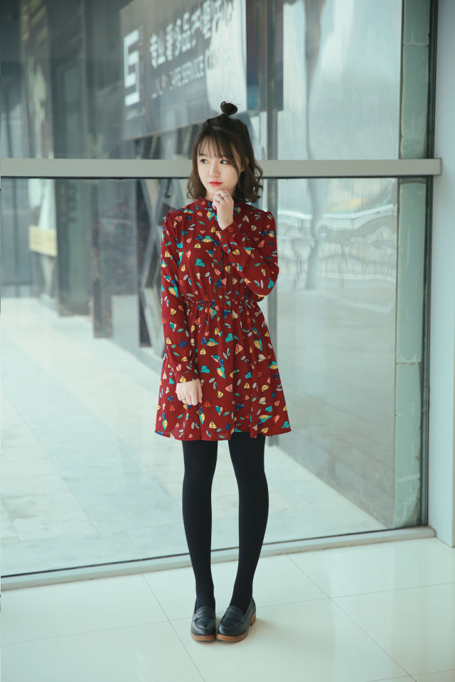 Asia-College-Fresh-Loose-Bohemian-Dress-Colorful-Leaf-Printting-Chiffon-Long-Sleeves-Bottoming-Dress-32722284445