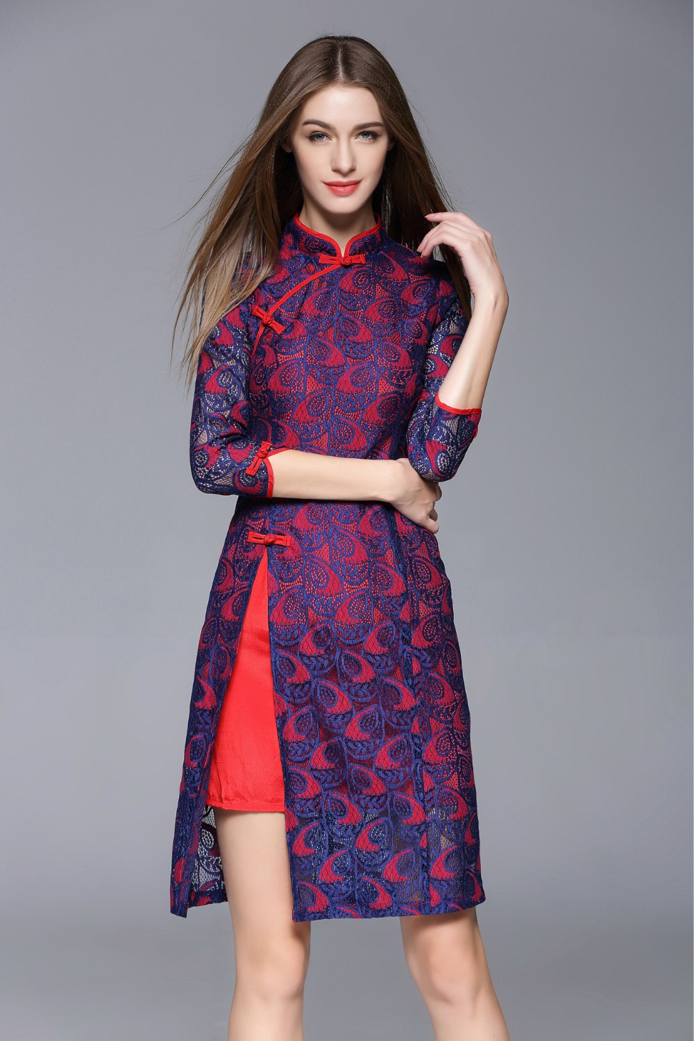 Autumn-And-Winter-Elegant-Patchwork-Lace-Cheongsam-Dress-For-Women-Vintage-Slim-Three-Quarter-Sleeve-32754228658