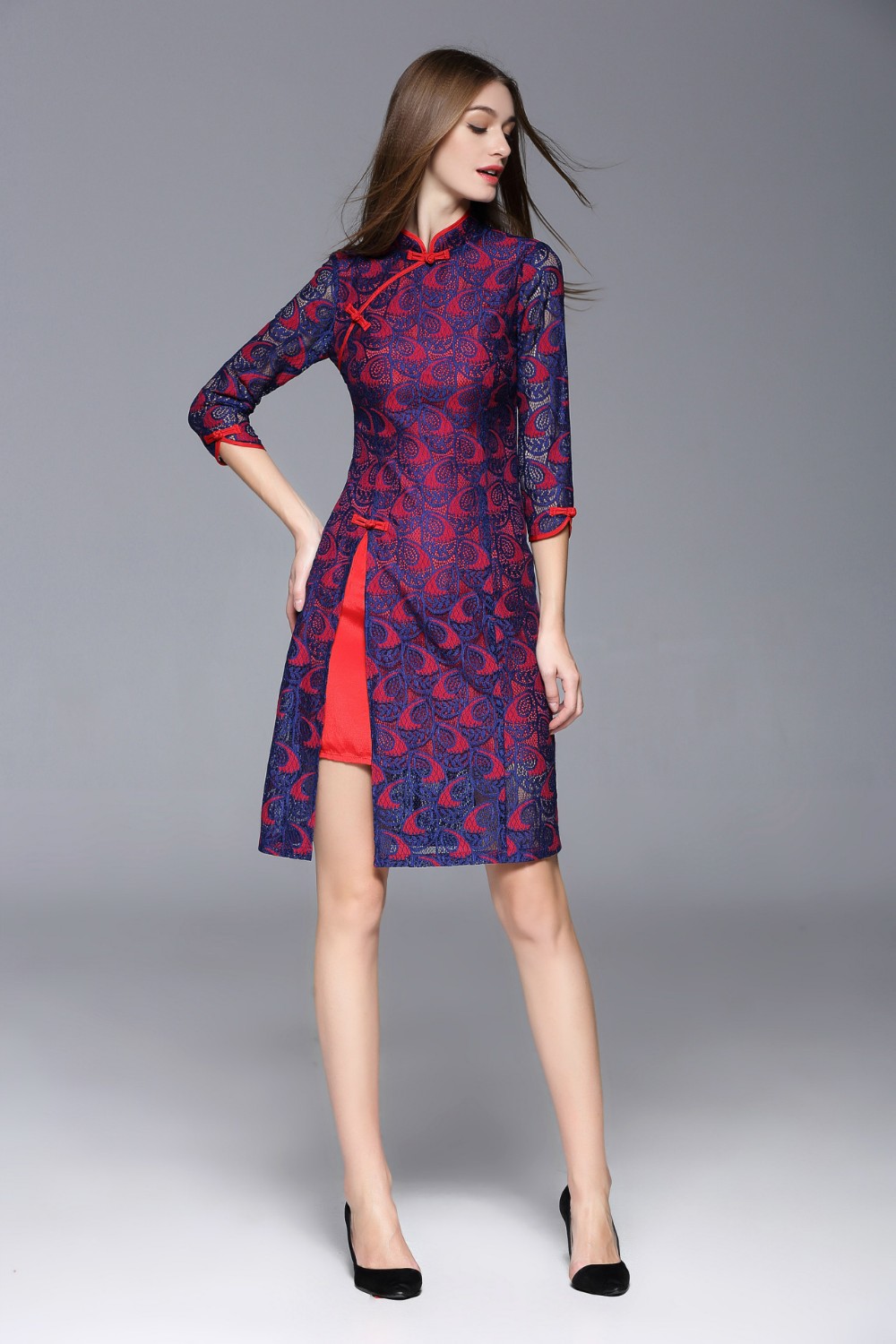 Autumn-And-Winter-Elegant-Patchwork-Lace-Cheongsam-Dress-For-Women-Vintage-Slim-Three-Quarter-Sleeve-32754228658