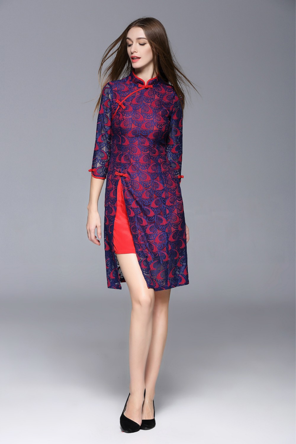 Autumn-And-Winter-Elegant-Patchwork-Lace-Cheongsam-Dress-For-Women-Vintage-Slim-Three-Quarter-Sleeve-32754228658