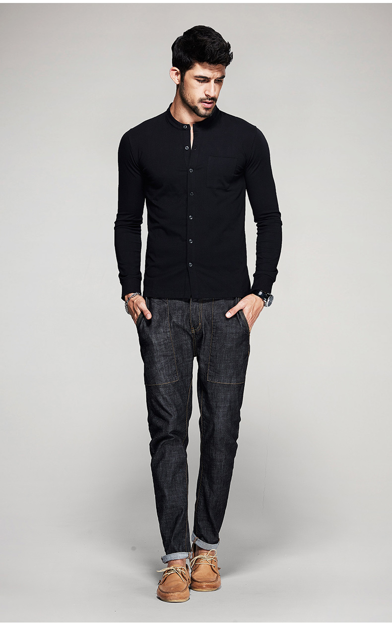 Autumn-Mens-Fashion-T-Shirts-Button-Black-Brand-Clothing-Long-Sleeve-Man39s-Collar-Cardigan-T-Shirts-32620503795