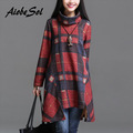 Autumn-Winter-2016-Women-Tunic-Dress-Female-Vintage-Plaid-Asymmetry--Long-Sleeve-Turn-Down-Collar-Th-32743203433