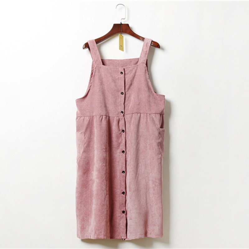 Autumn-and-winter-women39s-new-corduroy-dress-student-campus-style-solid-colour-loose-Medium-and-lon-32752662515