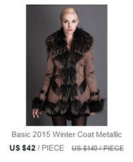 BASIC-EDITIONS-2016-Winter-Slim-Coat-Metallic-Silk-Fabric-With-Raccoon-Fur-Collar-Cotton-Jacket-Spli-32225166736