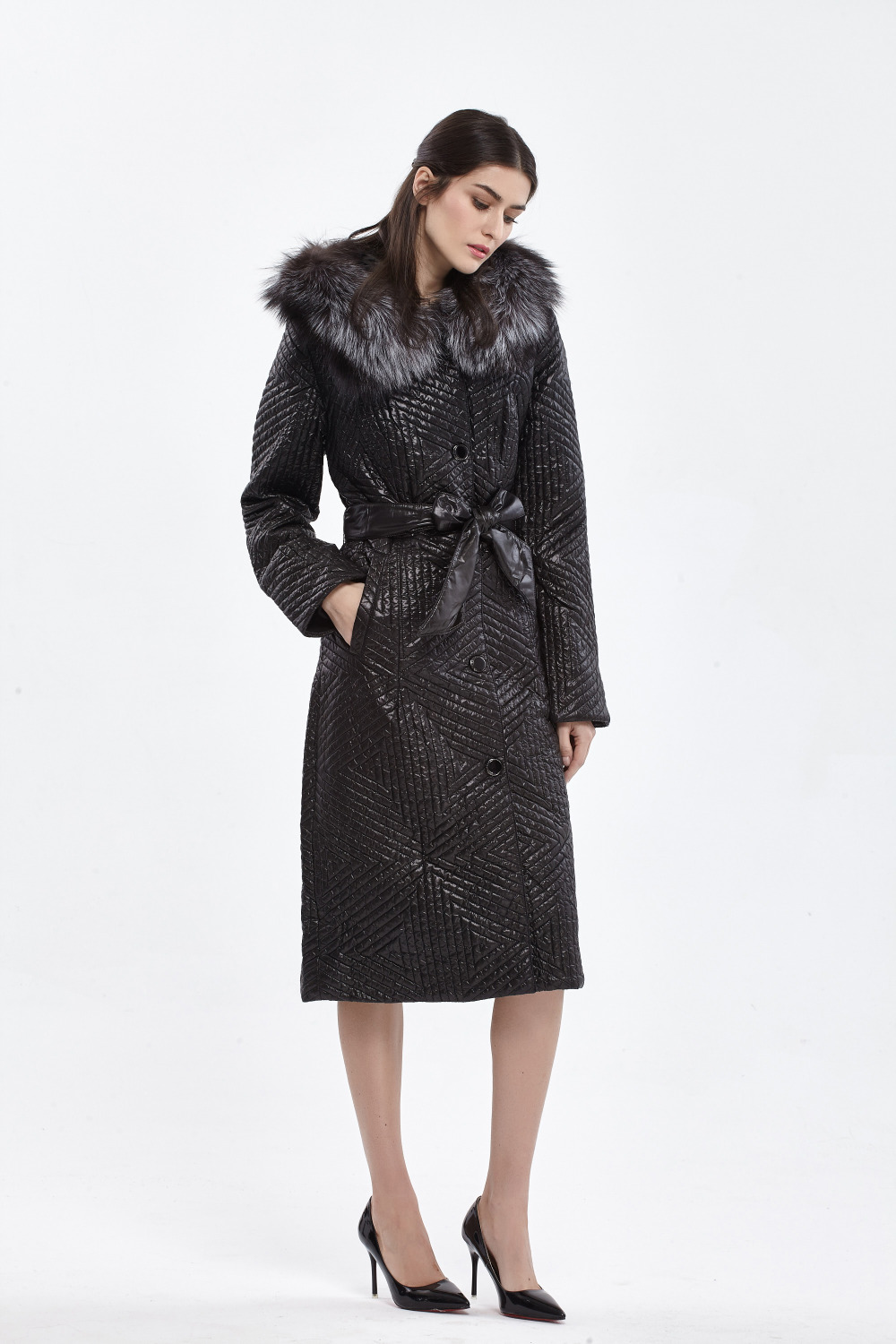 BASIC-EDITIONS-Winter-Slim-Fit-Cotton-Coat-Women39s-Hooded-Fox-Fur-Collar-3M-Thinsulate-Jackets-Warm-32241633623