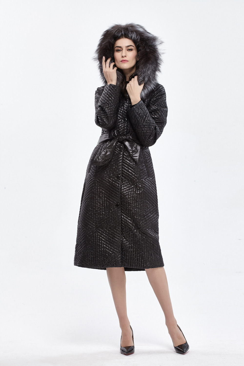 BASIC-EDITIONS-Winter-Slim-Fit-Cotton-Coat-Women39s-Hooded-Fox-Fur-Collar-3M-Thinsulate-Jackets-Warm-32241633623