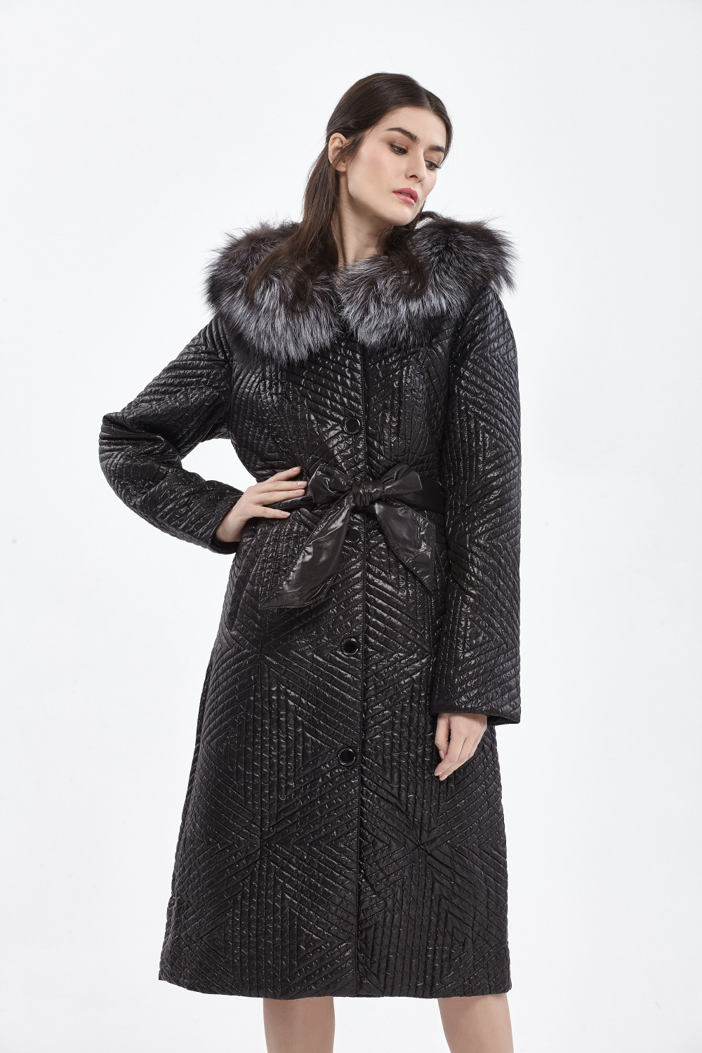 BASIC-EDITIONS-Winter-Slim-Fit-Cotton-Coat-Women39s-Hooded-Fox-Fur-Collar-3M-Thinsulate-Jackets-Warm-32241633623