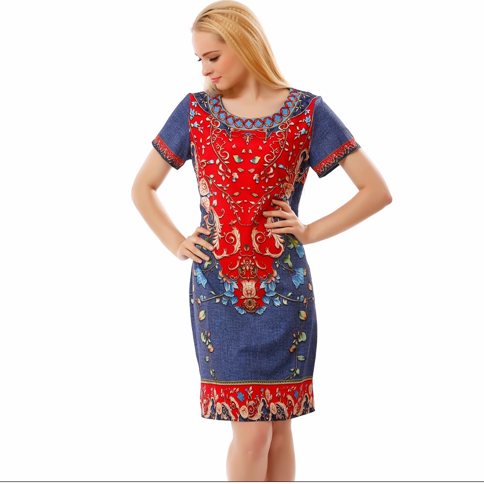 BFDADI-2016-Summer-Women-Casual-Sexy-Dress-Women-Retro-pattern-round-neck-short-sleeve-Dresses-Big-s-32753324191