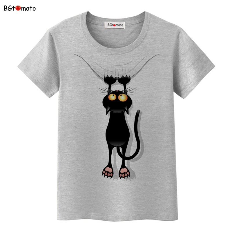 BGtomato-Hot-sale-summer-naughty-black-cat-3D-t-shirt-women-lovely-cartoon-shirt-Good-quality-comfor-32364433731