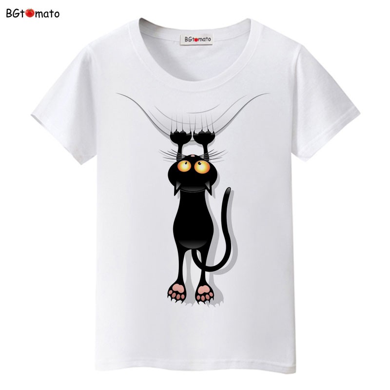 BGtomato-Hot-sale-summer-naughty-black-cat-3D-t-shirt-women-lovely-cartoon-shirt-Good-quality-comfor-32364433731