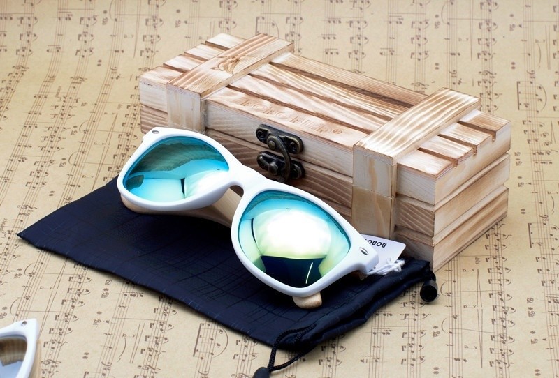 BOBO-BIRD-New-2016-Womens-Mens-Bamboo-Wooden-Sunglasses-White-Frame-With-Coating-Mirrored-UV-400-Pro-32663237395