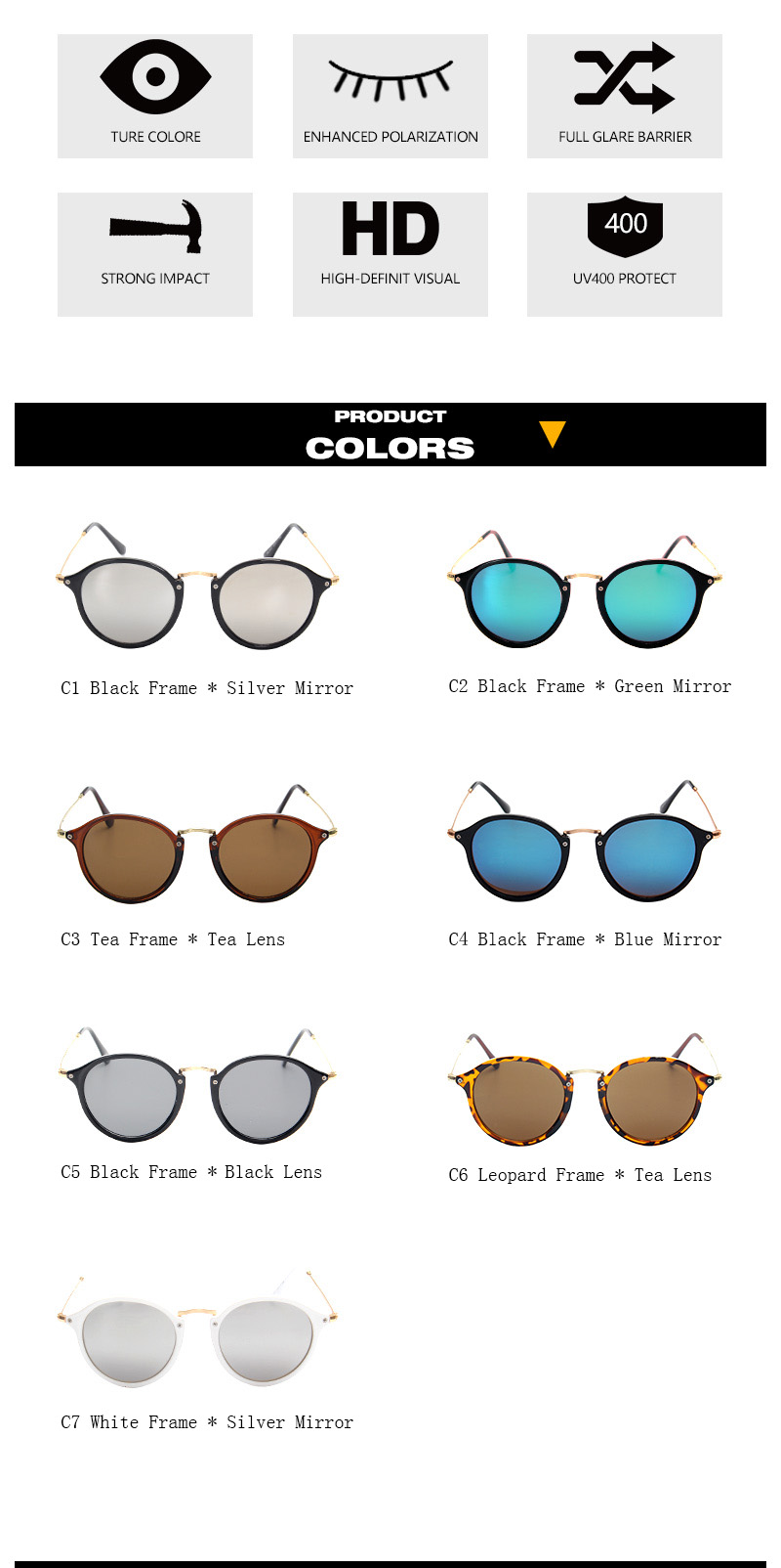 BOUTIQUE-New-Fashion-Round-Sunglasses-Women-Classic-Sunglasses-Vintage-De-Sol--32526593508