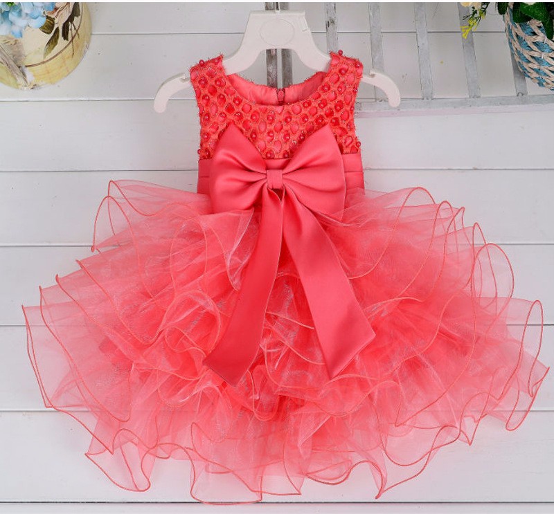 Beaded-Bowknot-Boutique-0-2Years-Toddler-Girls-Birthdays-Dresses-Tulle-Baby-Baptism-Purple-Red-White-32645958107