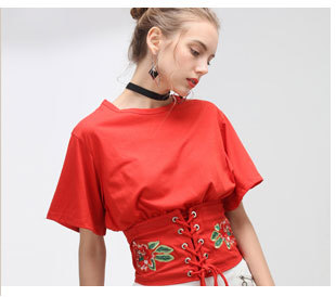 Bella-Philosophy-2016-spring-summer-New-floral-printing-V-collar-lace-up-neck-waist-pleated-red-wome-32591840791