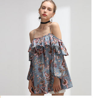 Bella-Philosophy-2016-spring-summer-New-floral-printing-V-collar-lace-up-neck-waist-pleated-red-wome-32591840791