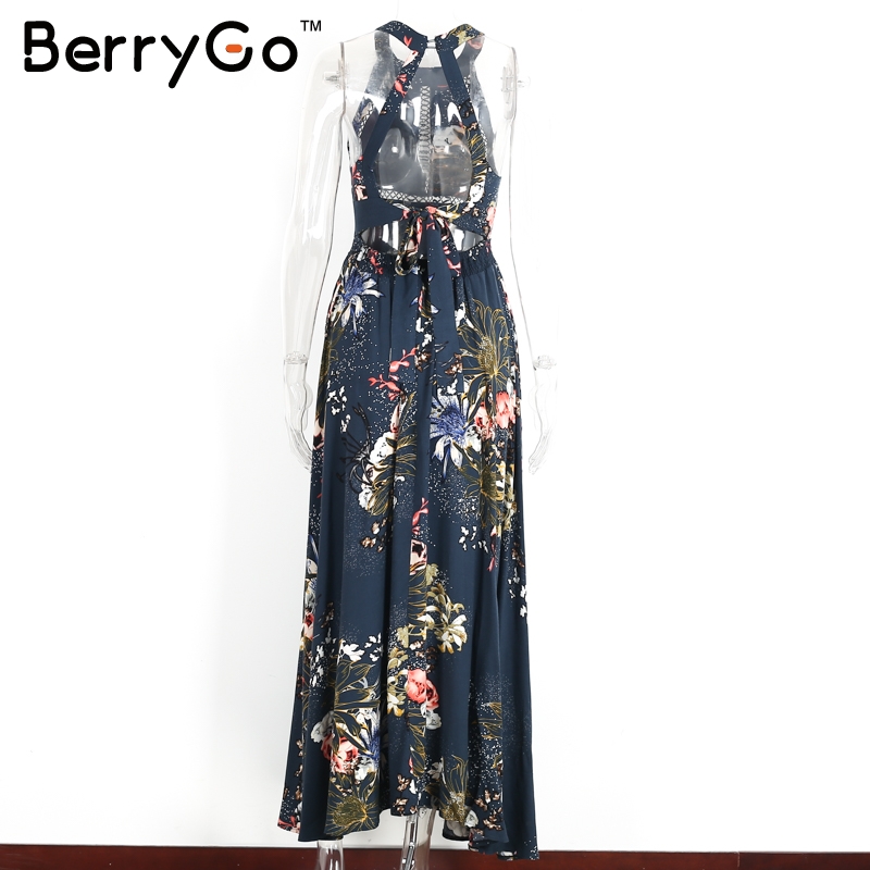 BerryGo-Halter-floral-long-dress-Women-Christmas-chic-backless-evening-party-maxi-dress-Hollow-out-s-32778697527