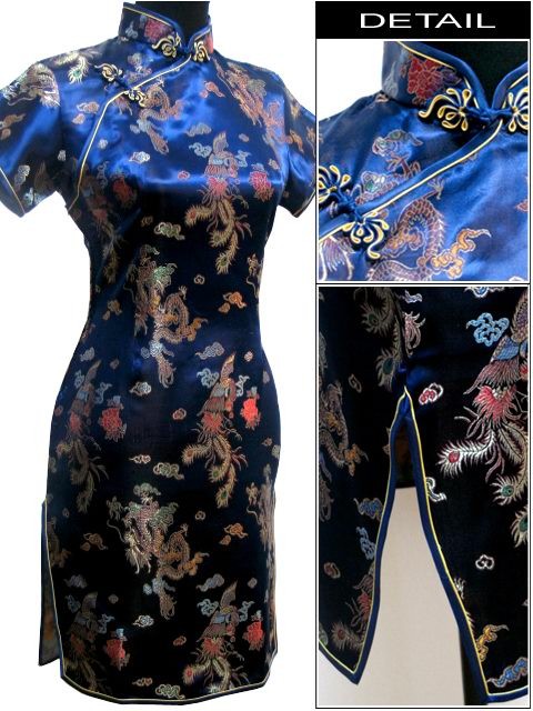 Black-Traditional-Chinese-Classic-Dress-Mujere-Vestido-Women39s-Satin-Cheongsam-Mini-Qipao-Size-M-L--32503161834