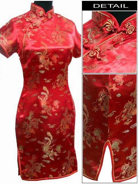 Black-Traditional-Chinese-Classic-Dress-Mujere-Vestido-Women39s-Satin-Cheongsam-Mini-Qipao-Size-M-L--32503161834