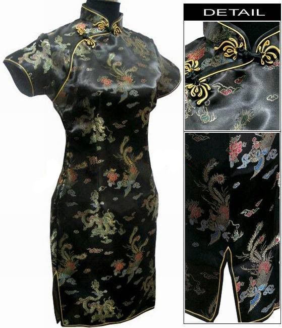 Black-Traditional-Chinese-Classic-Dress-Mujere-Vestido-Women39s-Satin-Cheongsam-Mini-Qipao-Size-M-L--32503161834