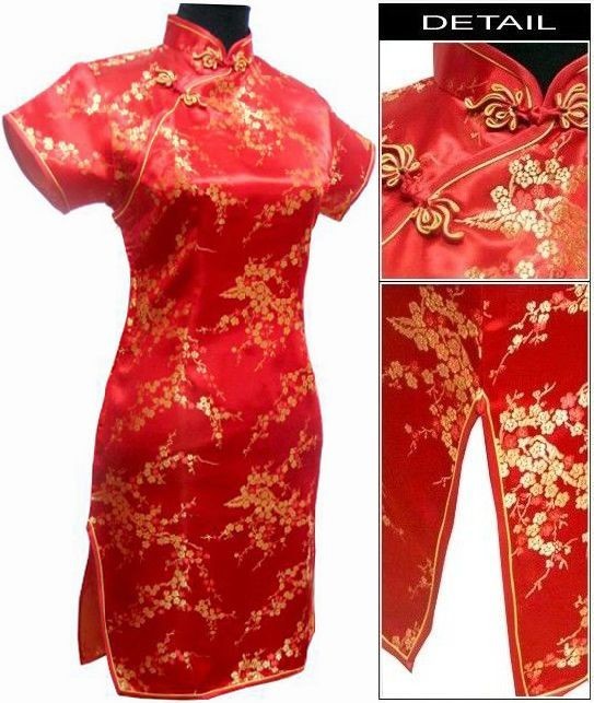 Black-Traditional-Chinese-Dress-Mujer-Vestido-Women39s-Satin-Qipao-Mini-Cheongsam-Flower-Size-S-M-L--930001840