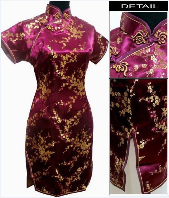 Black-Traditional-Chinese-Dress-Mujer-Vestido-Women39s-Satin-Qipao-Mini-Cheongsam-Flower-Size-S-M-L--930001840