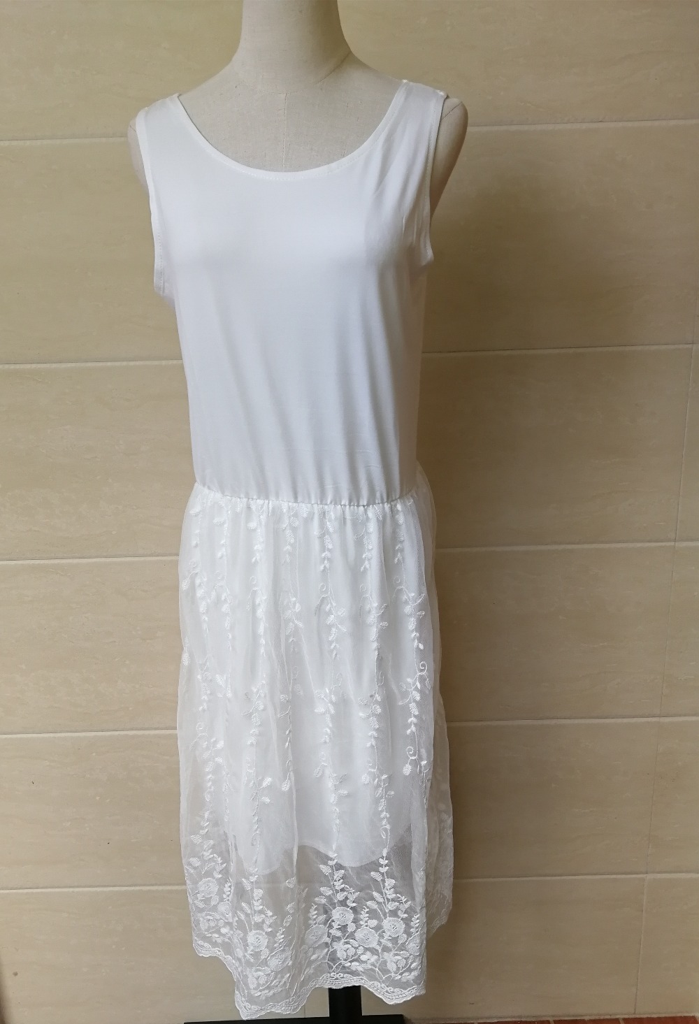 Black-amp-White-Lace-Tank-Dress-Large-Size-Elastic-Basic-Underdress-Women-Casual-Summer-Bohemian-Sty-32781812872