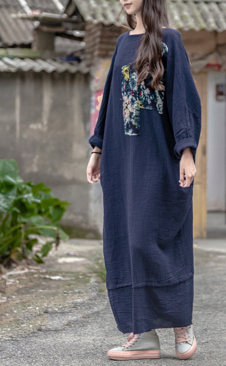 Blue-Patchwork-Linen-Dress-Cotton-Plus-size-Women-Long-Dress-Japan-Brief-Loose-Casual-Autumn-Vestido-32759159470