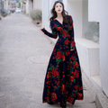 Bohemian-Style-Print-Rose-Dress-Long-Design-V-Neck-Long-Sleeve-Empire-Sexy-Beach-Dress-Boho-Hippies--32787143799