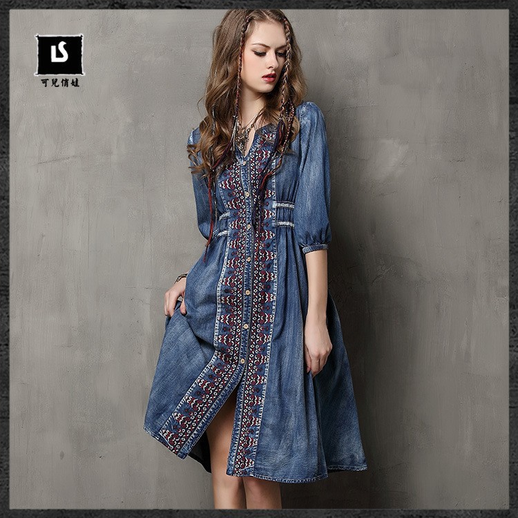 Boho-Famous-designer-brand-dresses-Women-39s-Dress-vintage-embroidery-denim-Dress-casual-big-hems-je-32461926212