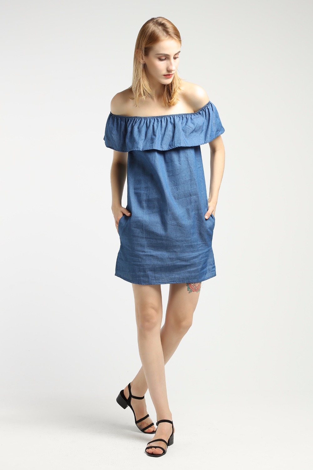 CHURSES-Women-dress-New-Fashion-Designer-Loose-Slash-neck-Jeans-Dresses-Summer-Casual-Sleeveless-lad-32799022917