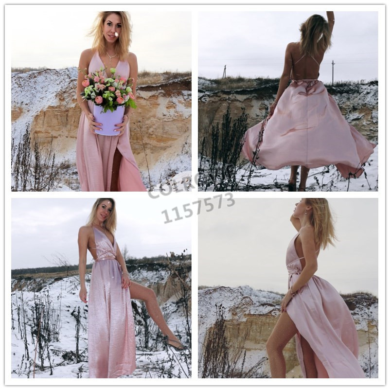 COLROVIE-Maxi-Party-Dress-Women-Pink-Plunge-Neck-Sexy-Cross-Back-Wrap-High-Slit-Summer-Dresses-Elega-32798810150