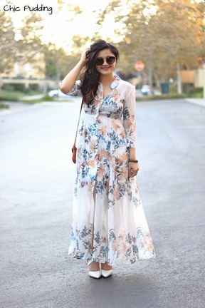 COLROVIE-Summer-Beach-Style-Woman-Flower-Print-Chiffon-Long-Shirt-Dresses-Deep-V-Neck-Women-Casual-L-32682303489